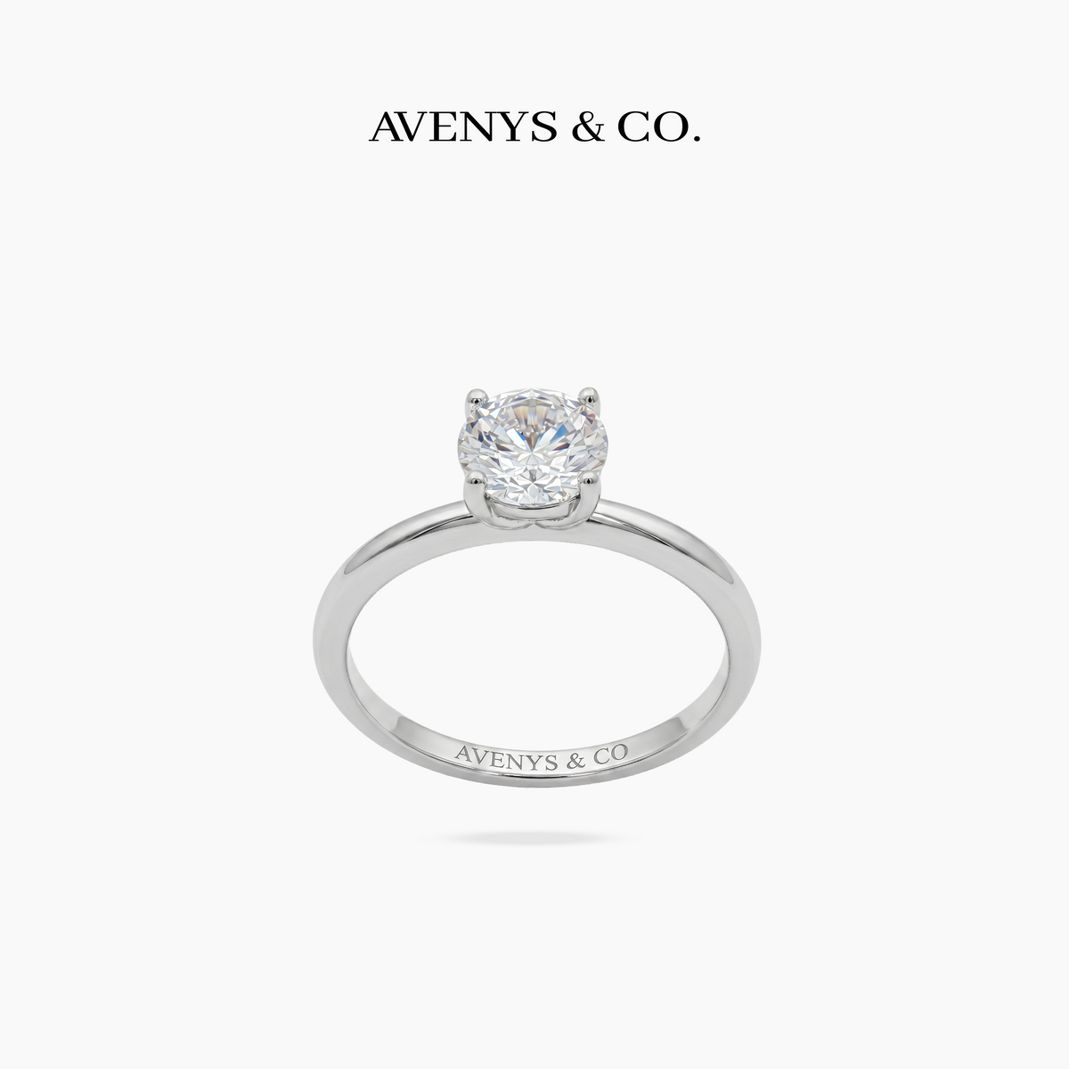 Round Delicate Ring with White Round Stone – on White Gold