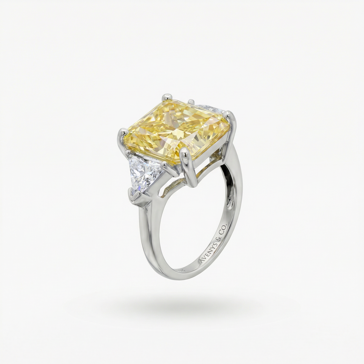 Square Radiant Ring with Yellow Radiant Stone – on White Gold