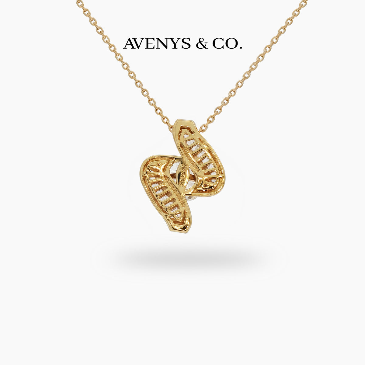 Bypass Solitaire Necklace with White Oval Stone – on White Gold