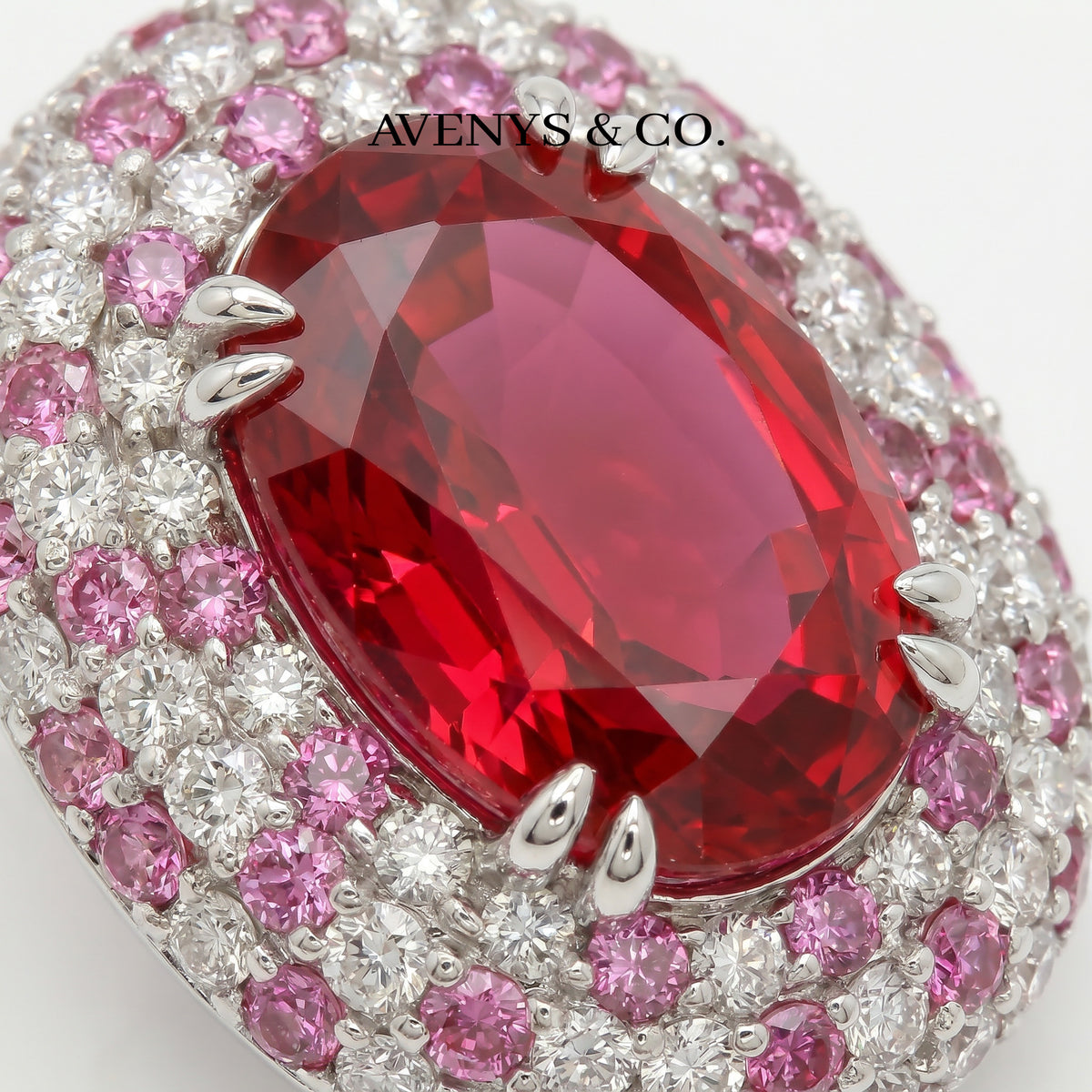 Ruby Empress with Red Oval Stone – on White Gold
