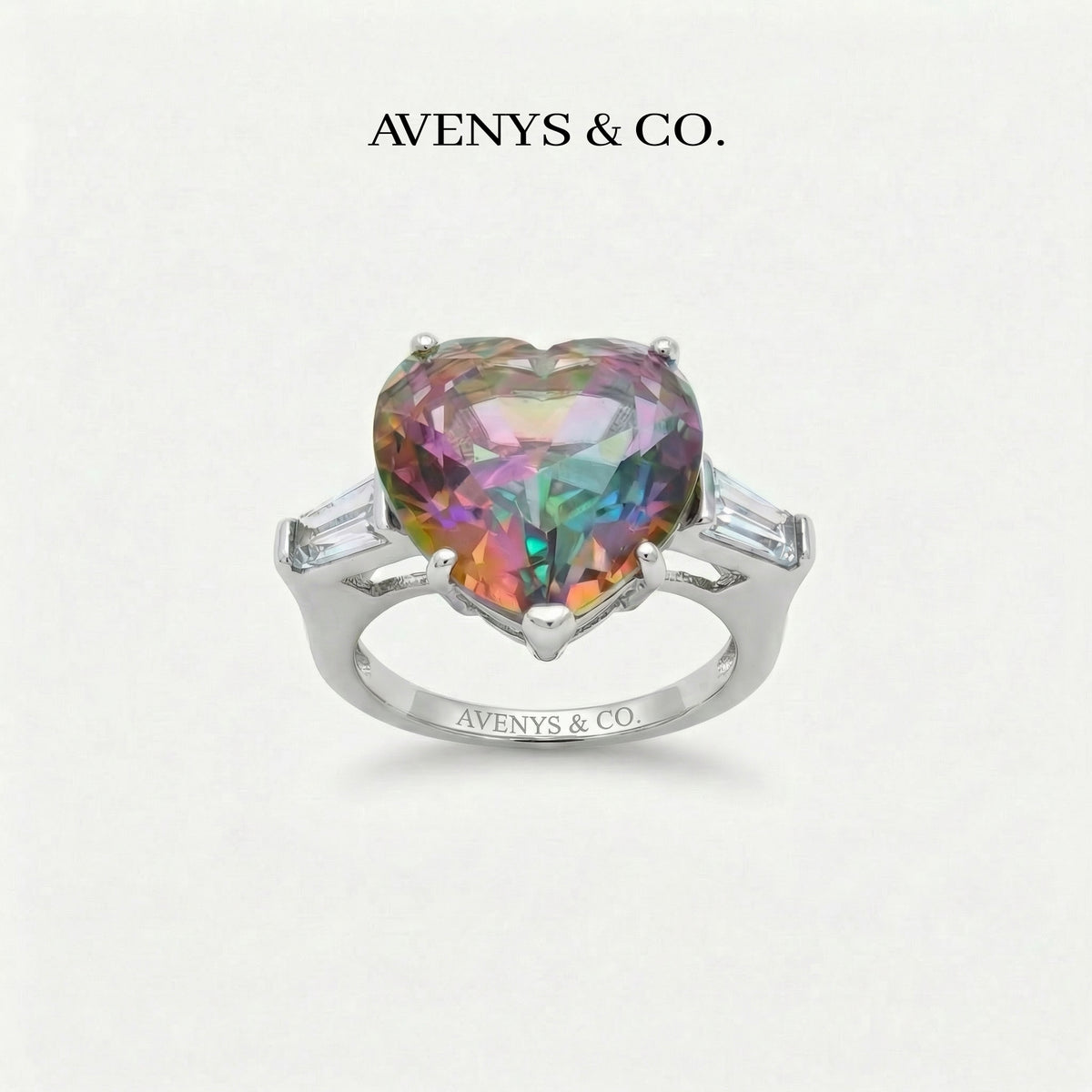Love Heart Trilogy with Alexandrite Heart Stone – on White Gold
