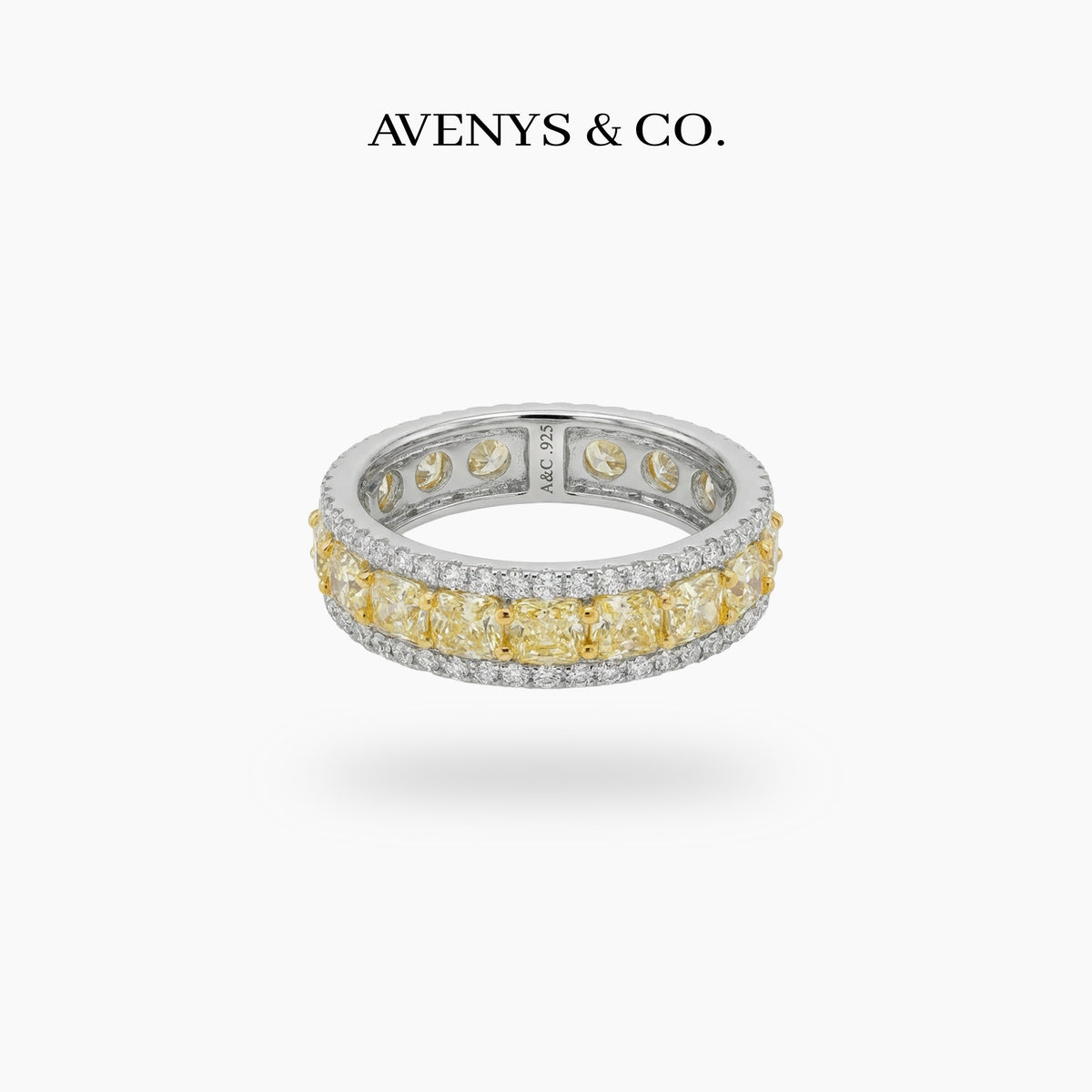 Sunshine Eternity Ring with Yellow Round Stone – on White Gold