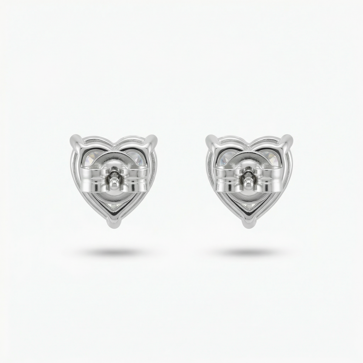 Love Heart Earrings with White Heart Stone – on White Gold