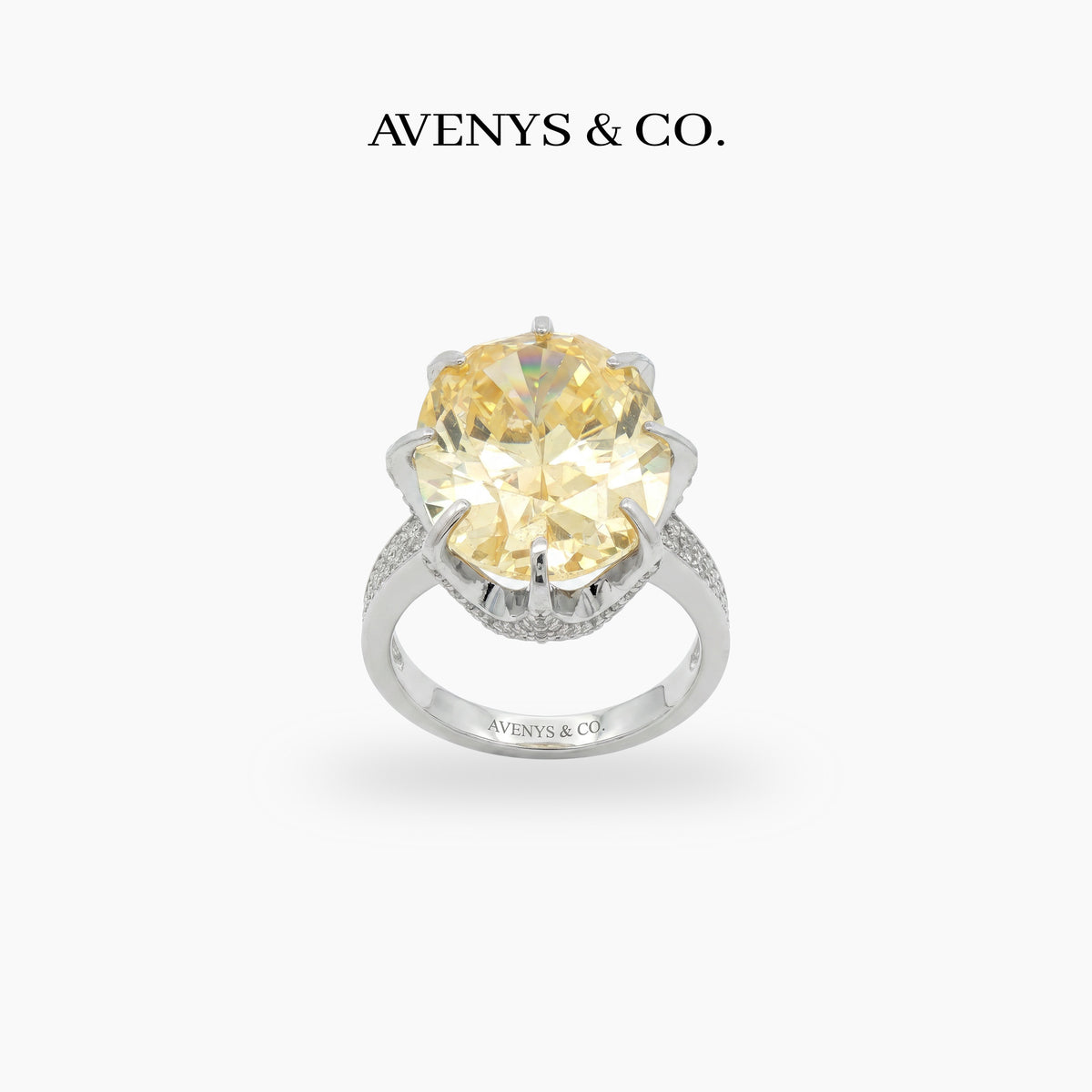 Imperial Ring with Yellow Oval Stone – on White Gold