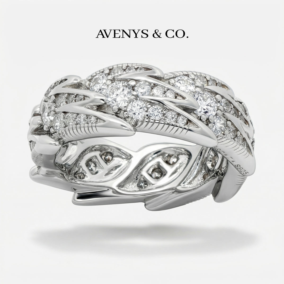 Birds Classic Ring with White Round Stone – on White Gold