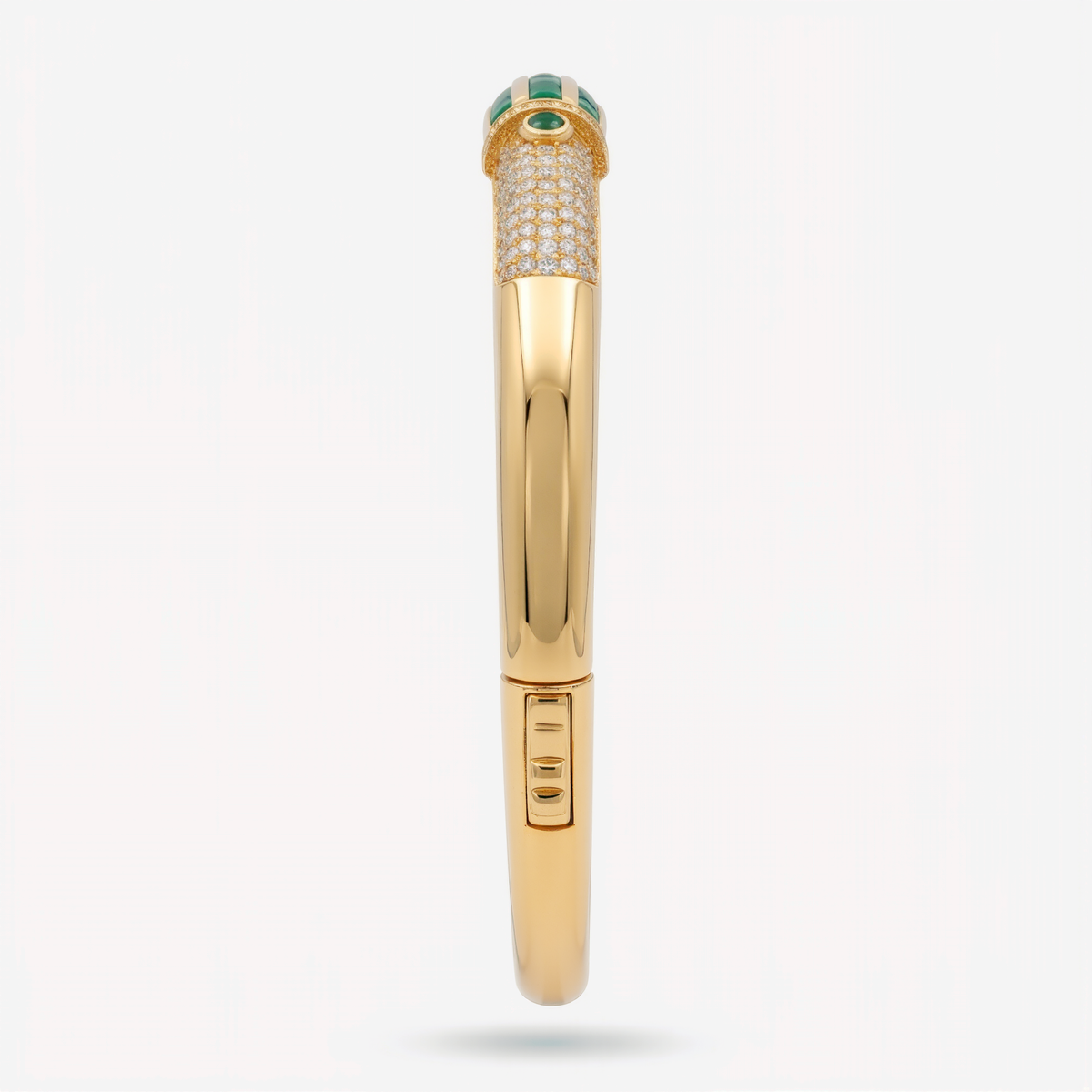 Yellow Gold Bangle with Square Step-Cut Emeralds