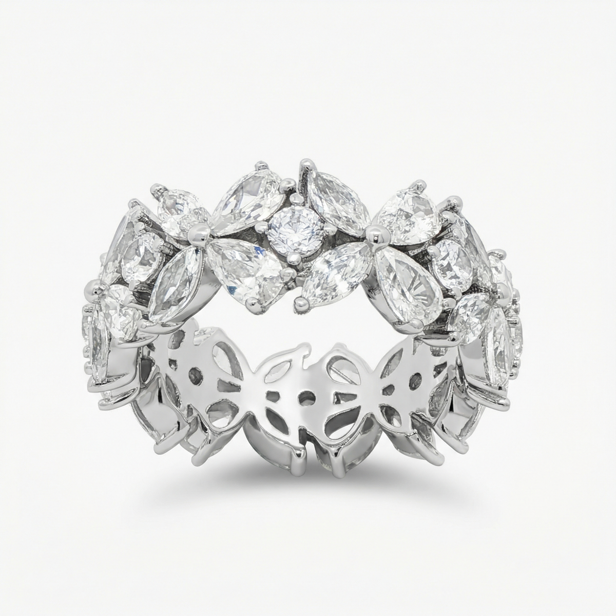 Pear Marquis Eternity Ring with White Pear Stone – on White Gold