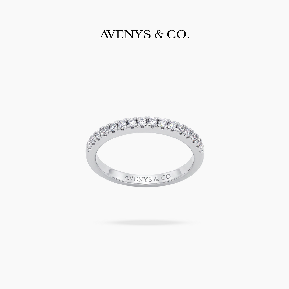 AV Forever™ Half Eternity Ring (2mm) with White Round Stone – on White Gold