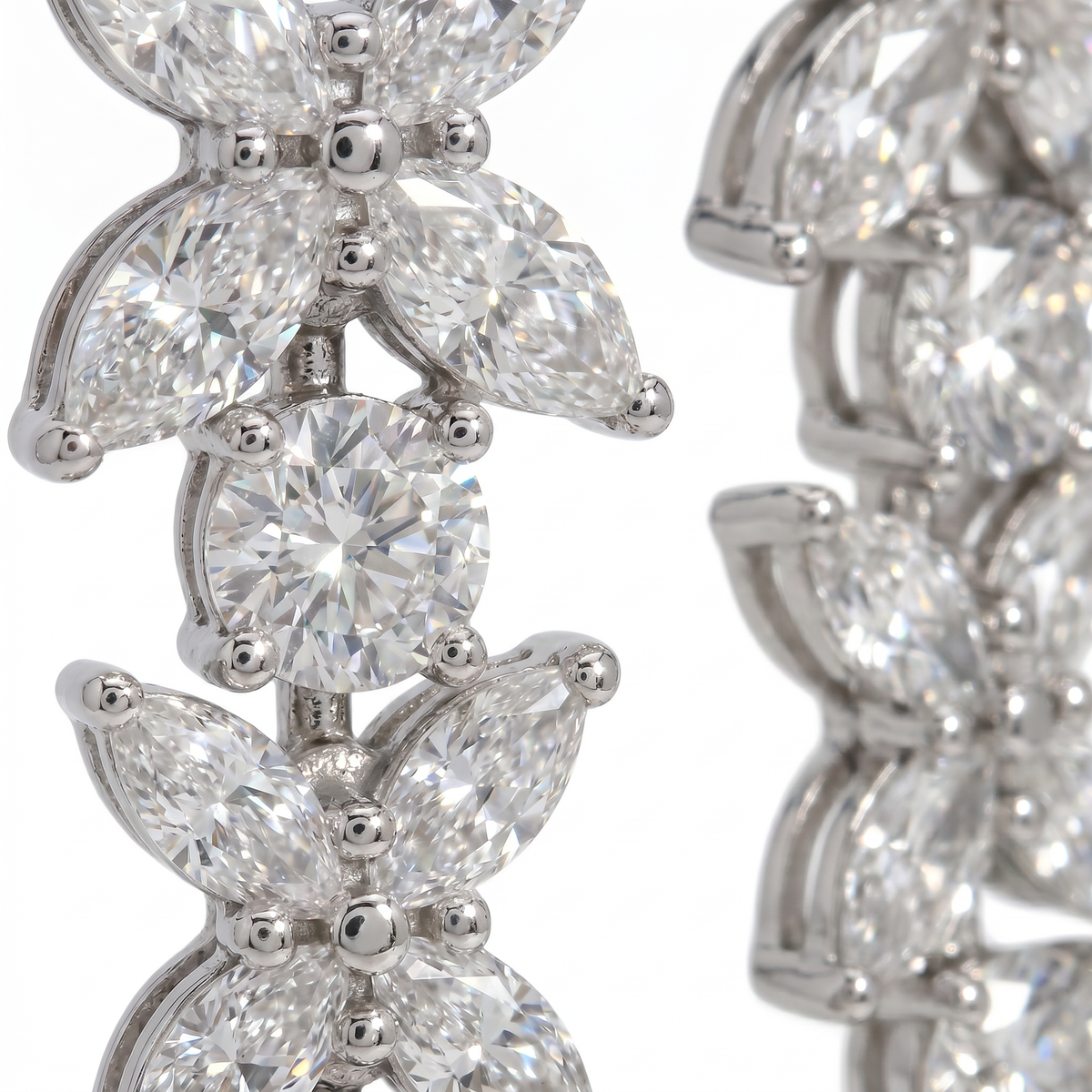 Star Eternity Earrings with White Marquise Stone – on White Gold