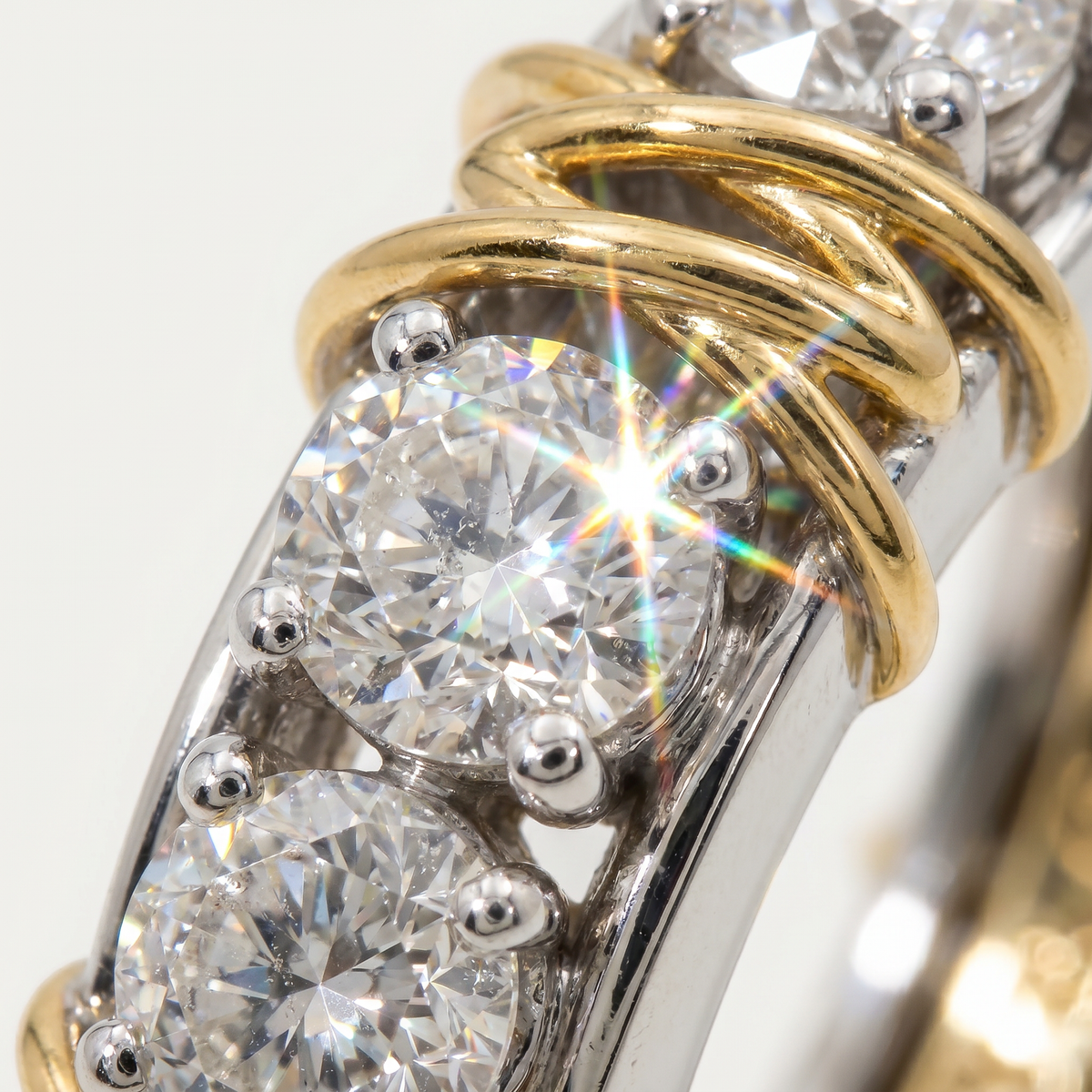 AV Signature Ring Womens with White Round Stone – on White Gold