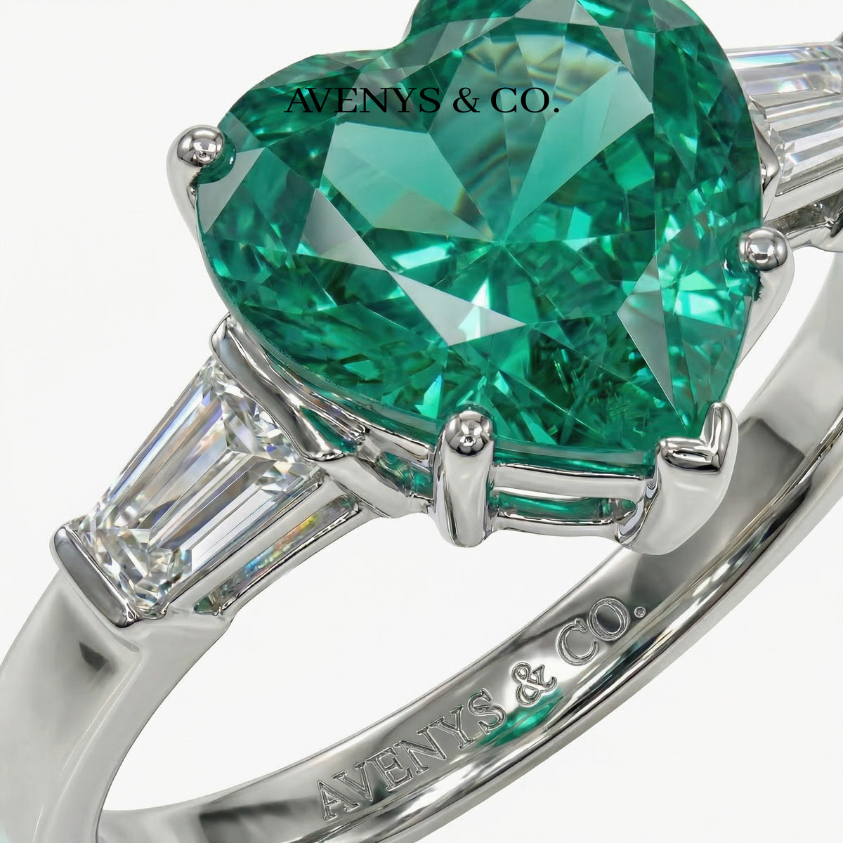 Love Heart Trilogy with Paraiba Heart Stone – on White Gold