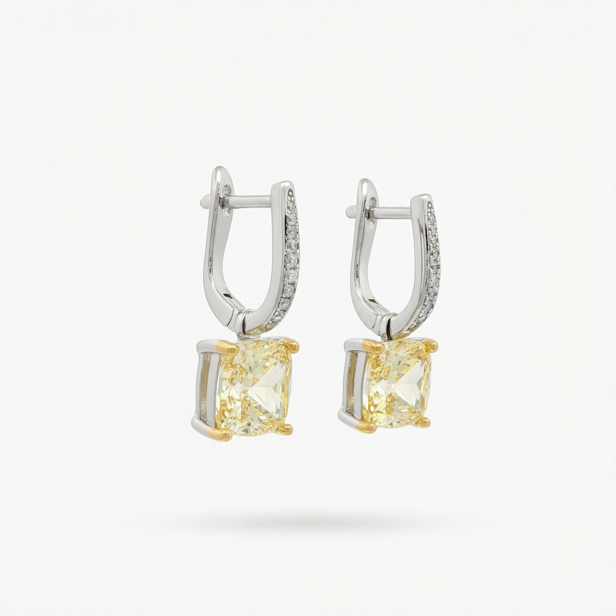 Princess Drop Earring with Yellow Princess Stone – on White Gold