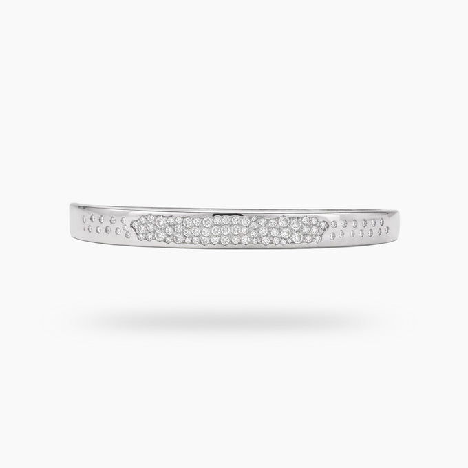 Constellation Bangle with White Round Stone – on White Gold