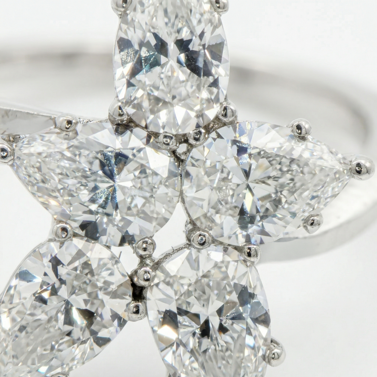 Cluster Ring with White Pear Stone – on White Gold