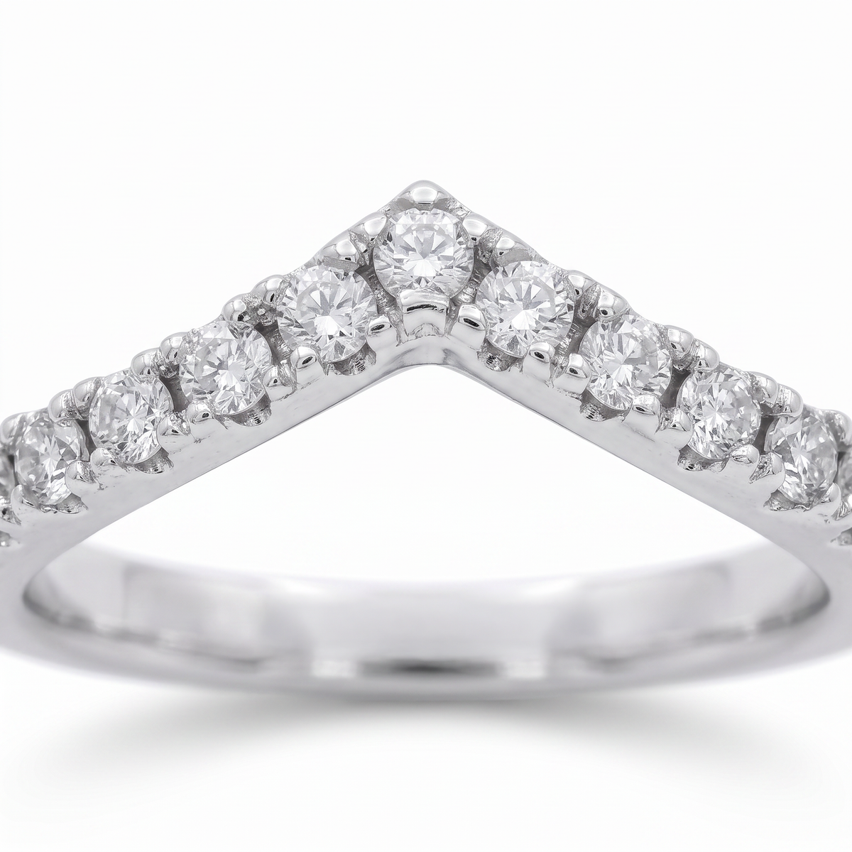 AV Forever™ V Half Eternity Ring (2mm) with White Round Stone – on White Gold