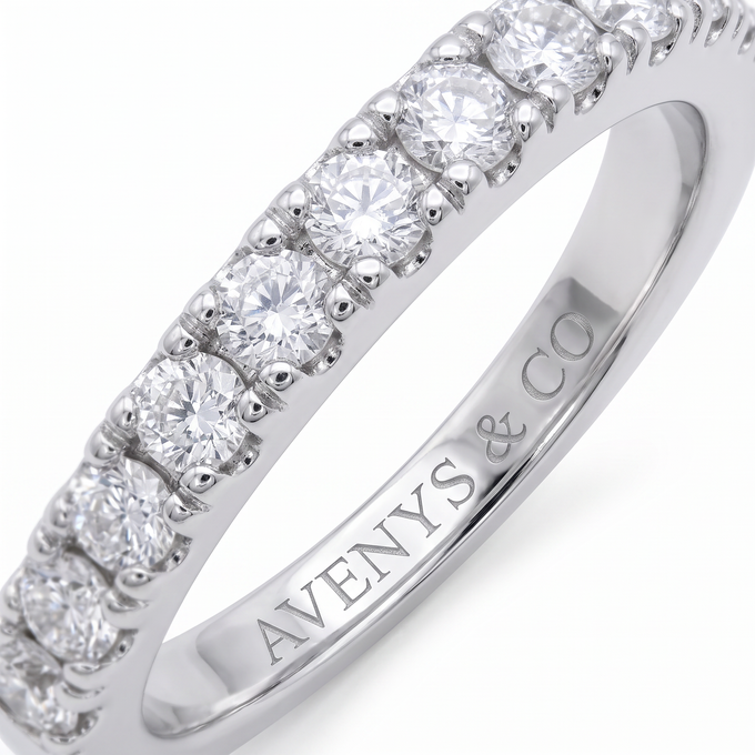 AV Forever™ Half Eternity Ring (2mm) with White Round Stone – on White Gold