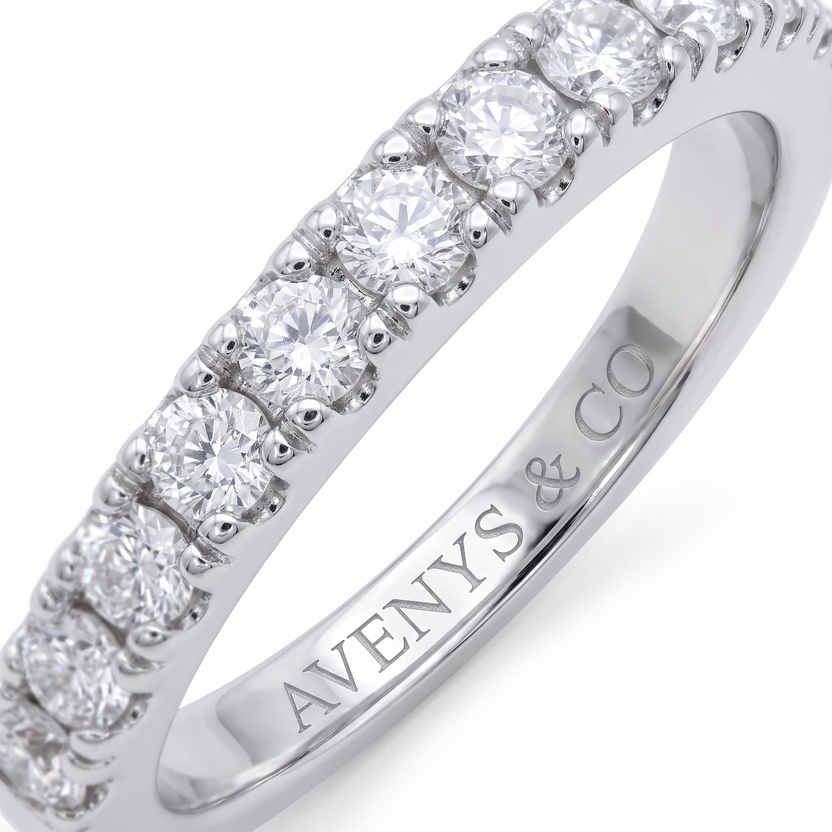 AV Forever™ Half Eternity Ring (2mm) with White Round Stone – on White Gold