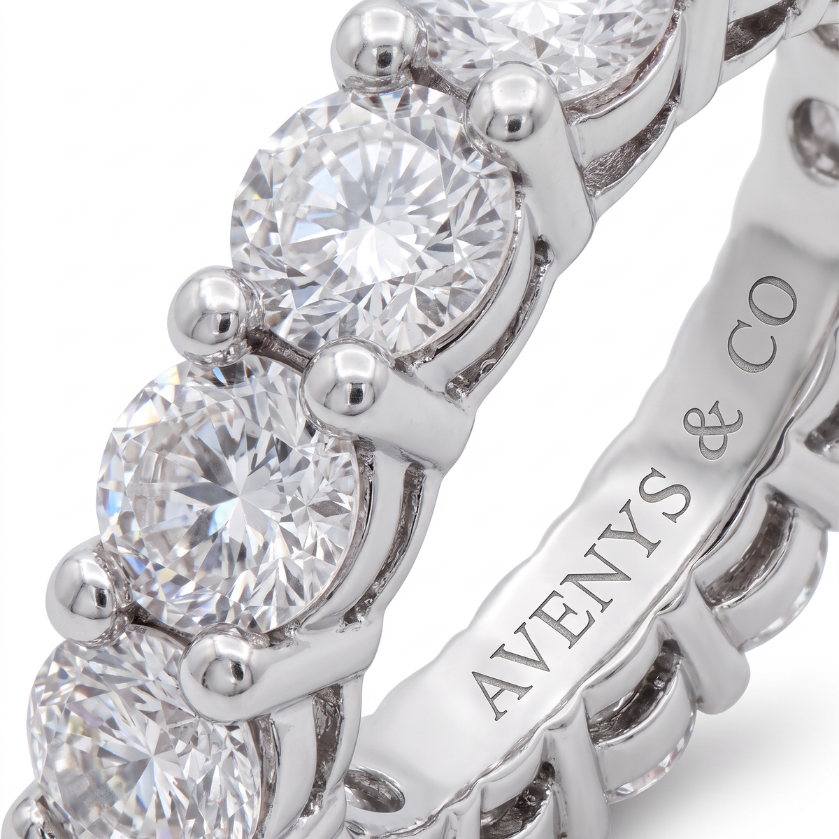 AV Forever™ Air Eternity Ring (3mm) with White Round Stone – on White Gold