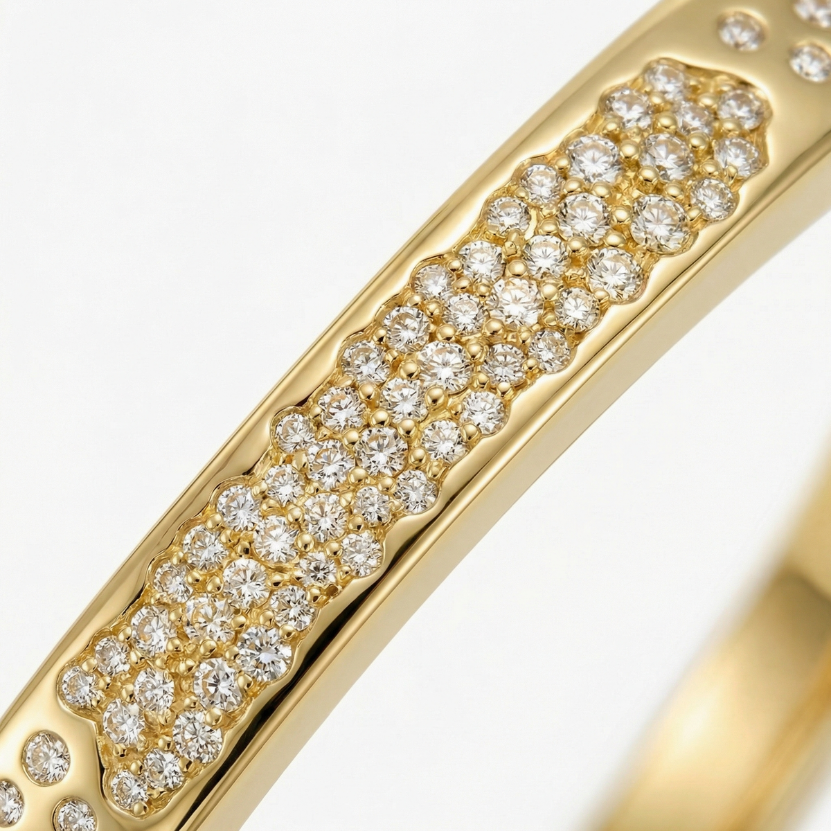 Constellation Bangle with White Round Stone – on Yellow Gold