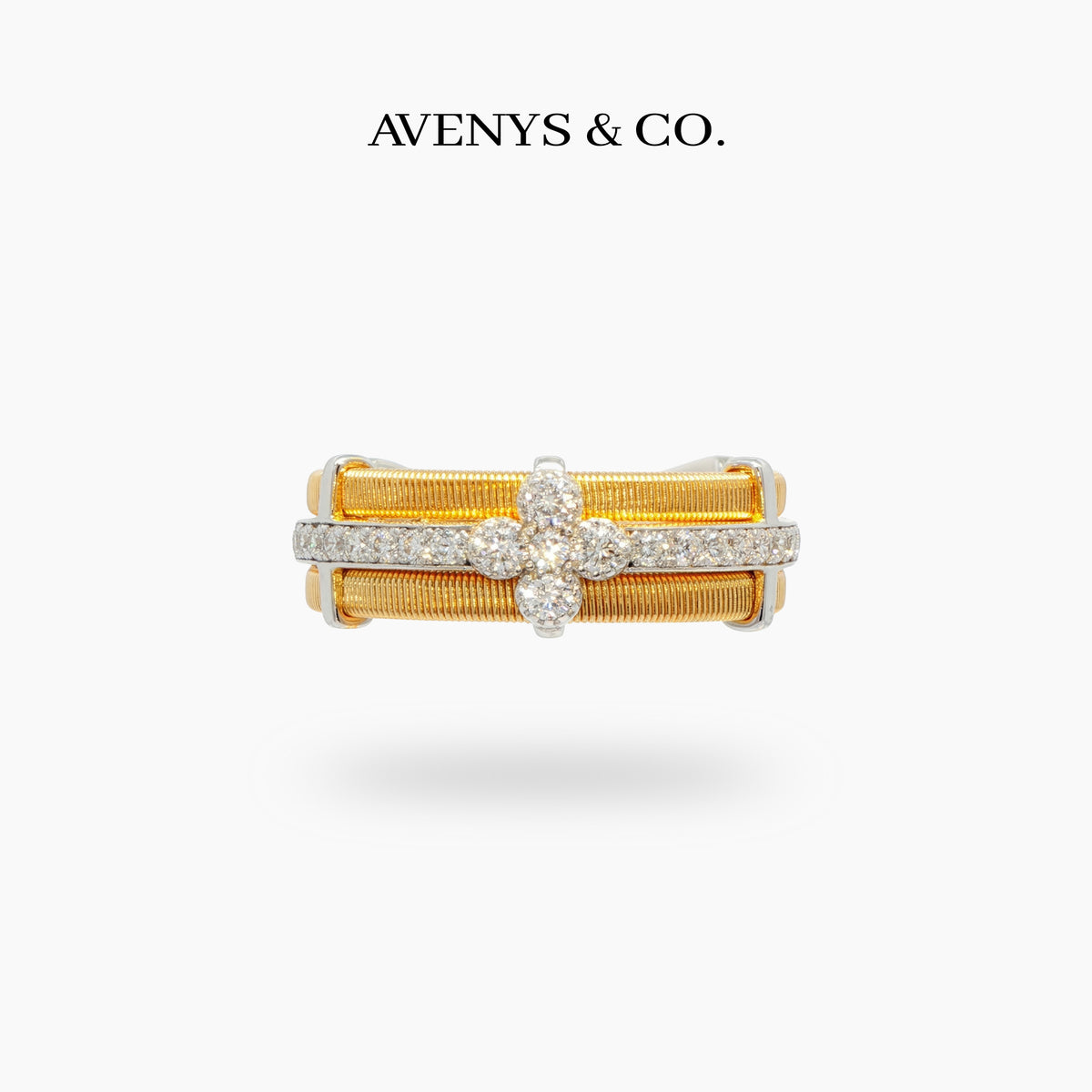 Centerline Ring with White Round Stone – on Yellow Gold