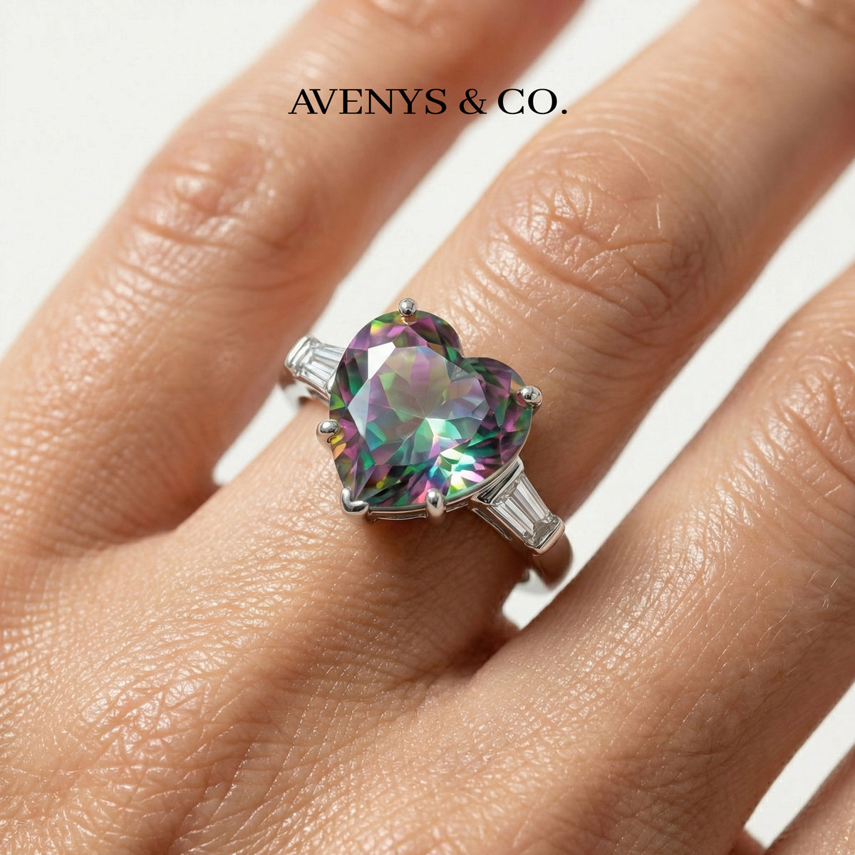 Love Heart Trilogy with Alexandrite Heart Stone – on White Gold