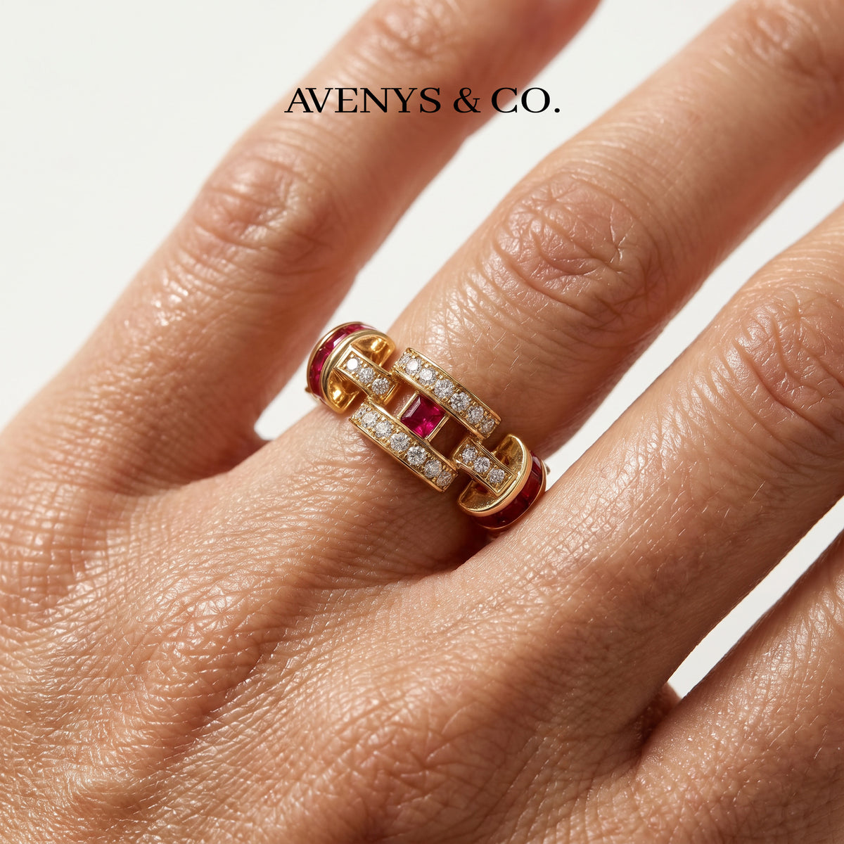 Libre Ring with Red Emerald Stone – on Yellow Gold
