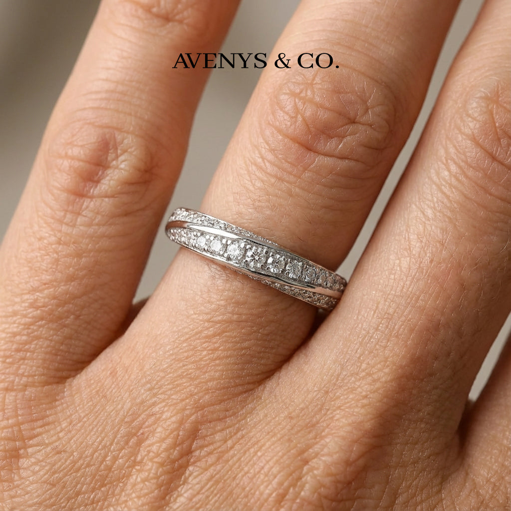 Spiral Ring with White Round Stone – on White Gold