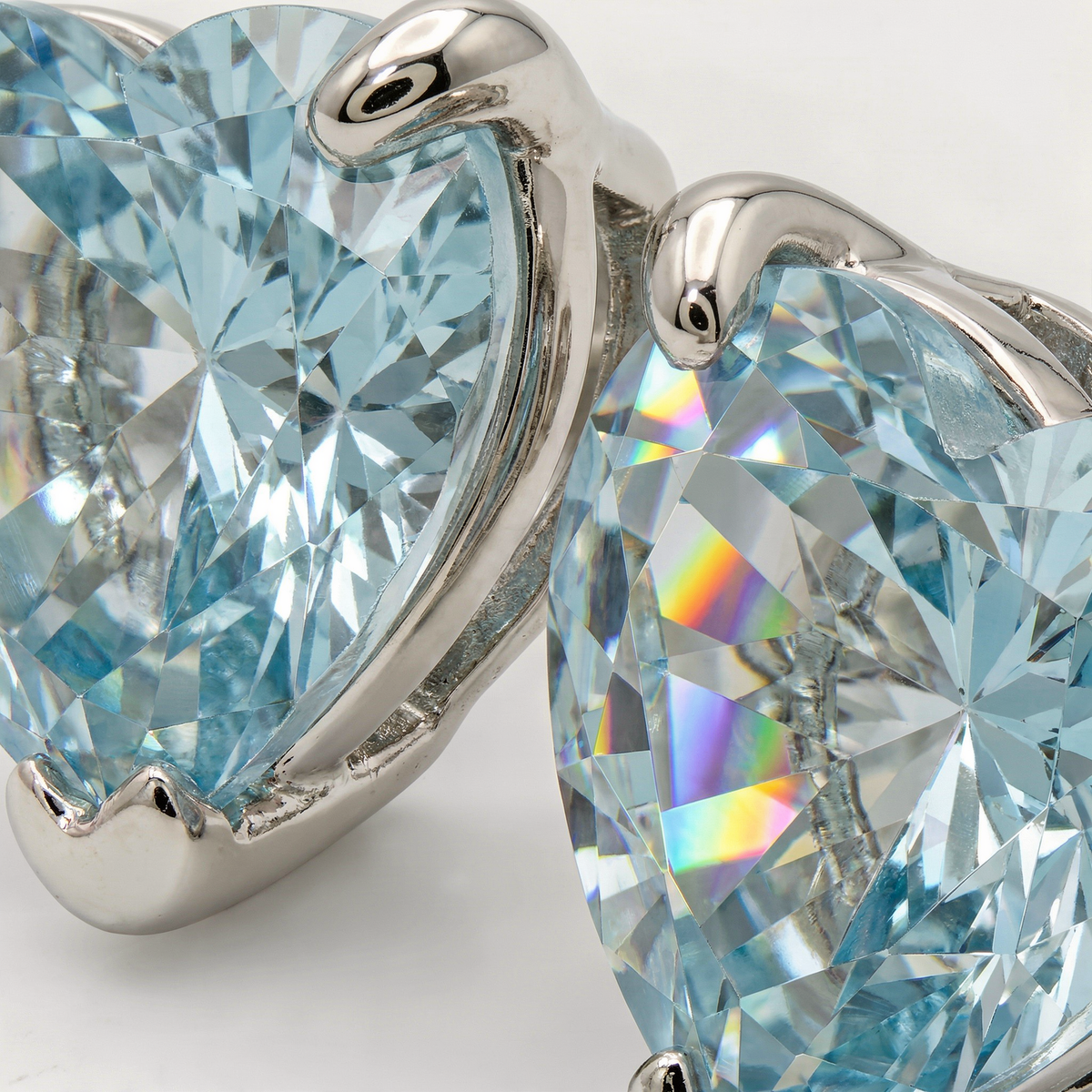 Love Heart Earrings with Paraiba Heart Stone – on White Gold