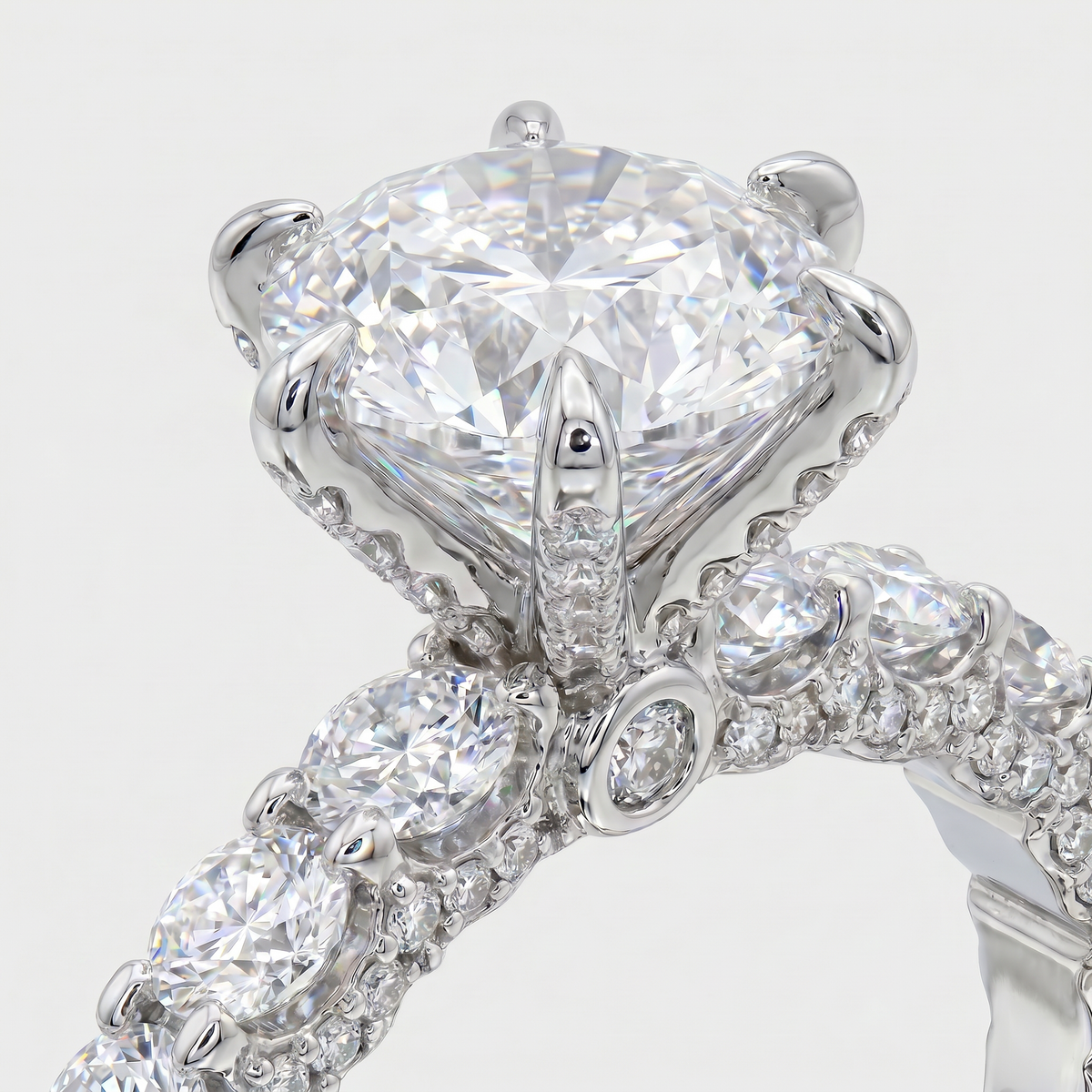 Stardust 3ct Solitaire Ring with White Round Stone – on White Gold