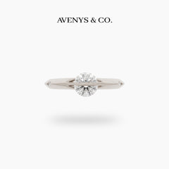 Dancing Diamonds Slim Ring with White Round Stone – on White Gold