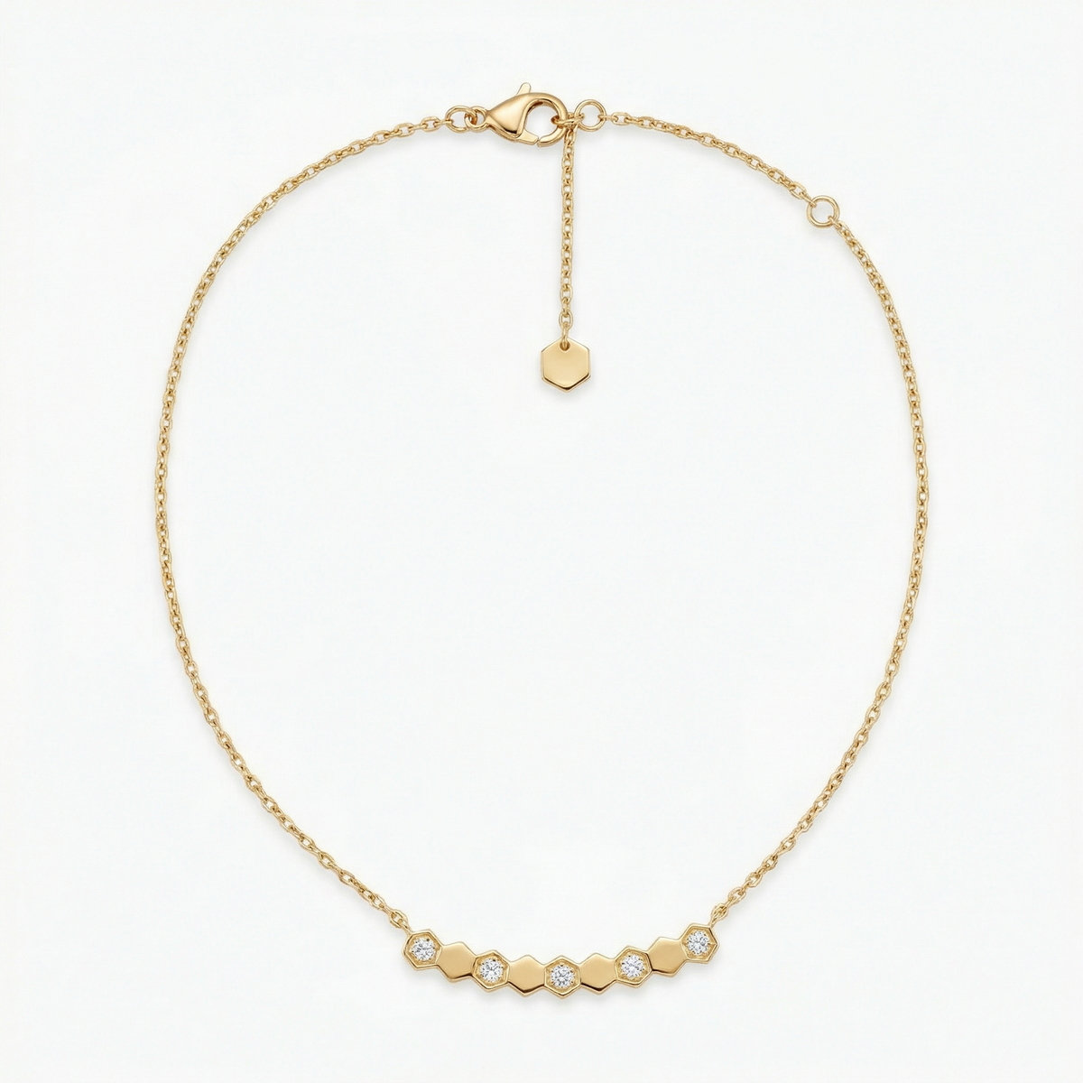 Yellow Gold Chain Necklace with Round Brilliant Diamonds