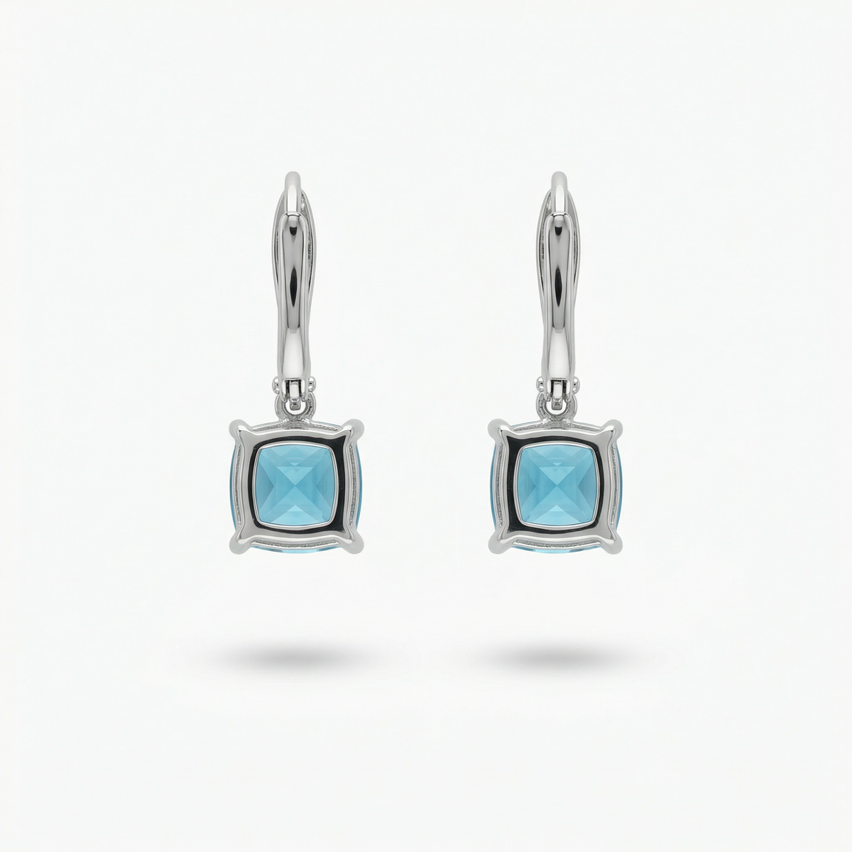 Princess Drop Earring with Blue Princess Stone – on White Gold