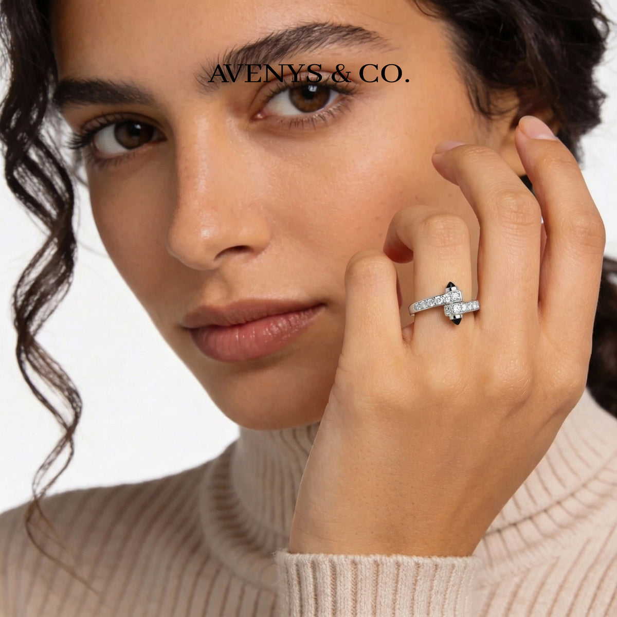 Spike Pave Ring with White Round Stone – on White Gold