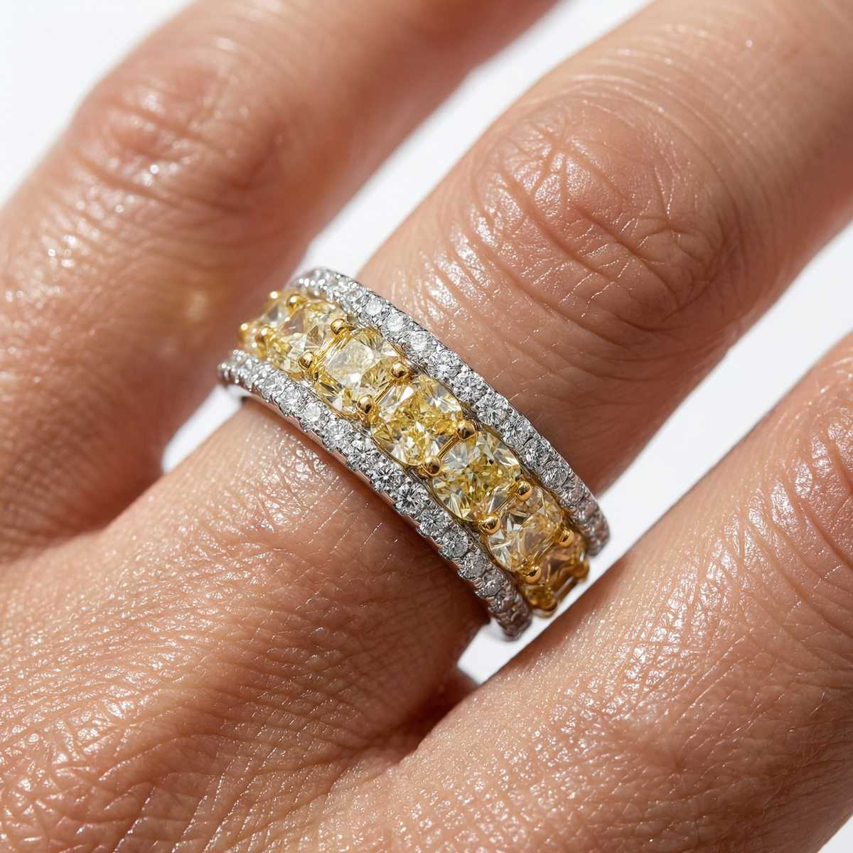 Sunshine Eternity Ring with Yellow Round Stone – on White Gold