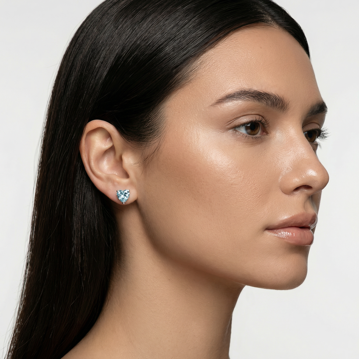 Love Heart Earrings with Paraiba Heart Stone – on White Gold