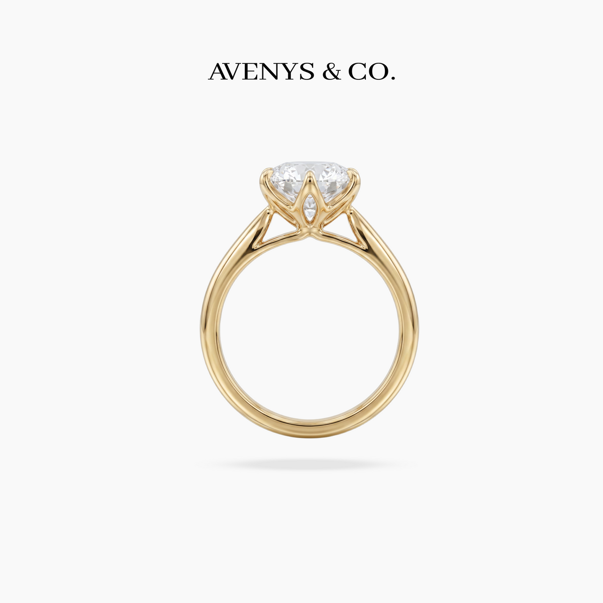 Avenys Reserve™ Floral Ring – 2.4ct Heart & Arrows Round Lab Grown IGI Certified Diamond in 18K Yellow Gold