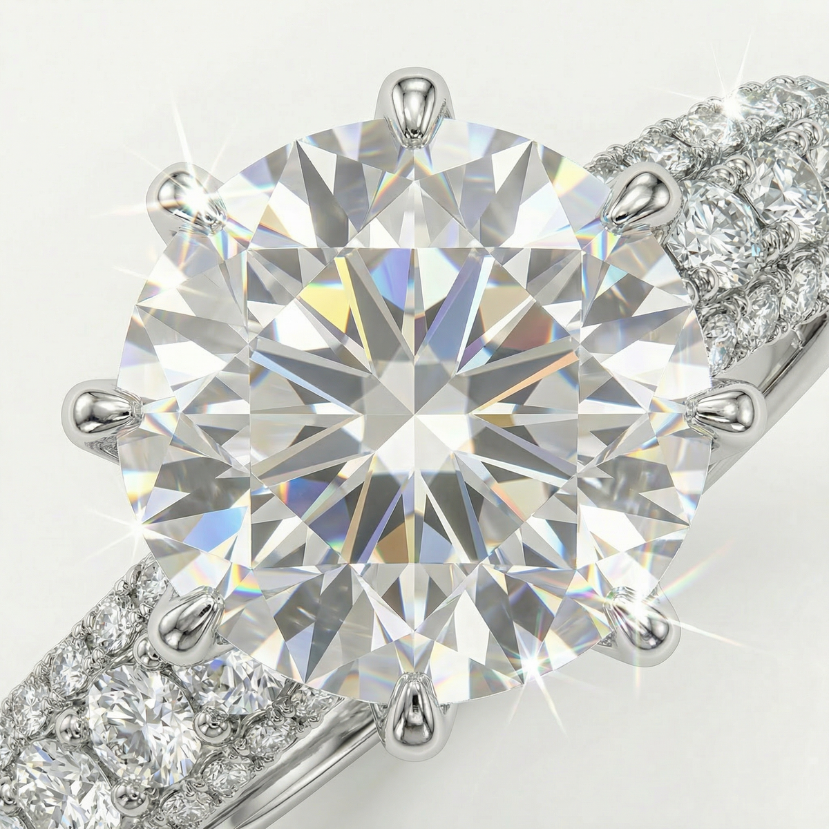 Startdust 6ct Solitaire Ring with White Round Stone – on White Gold