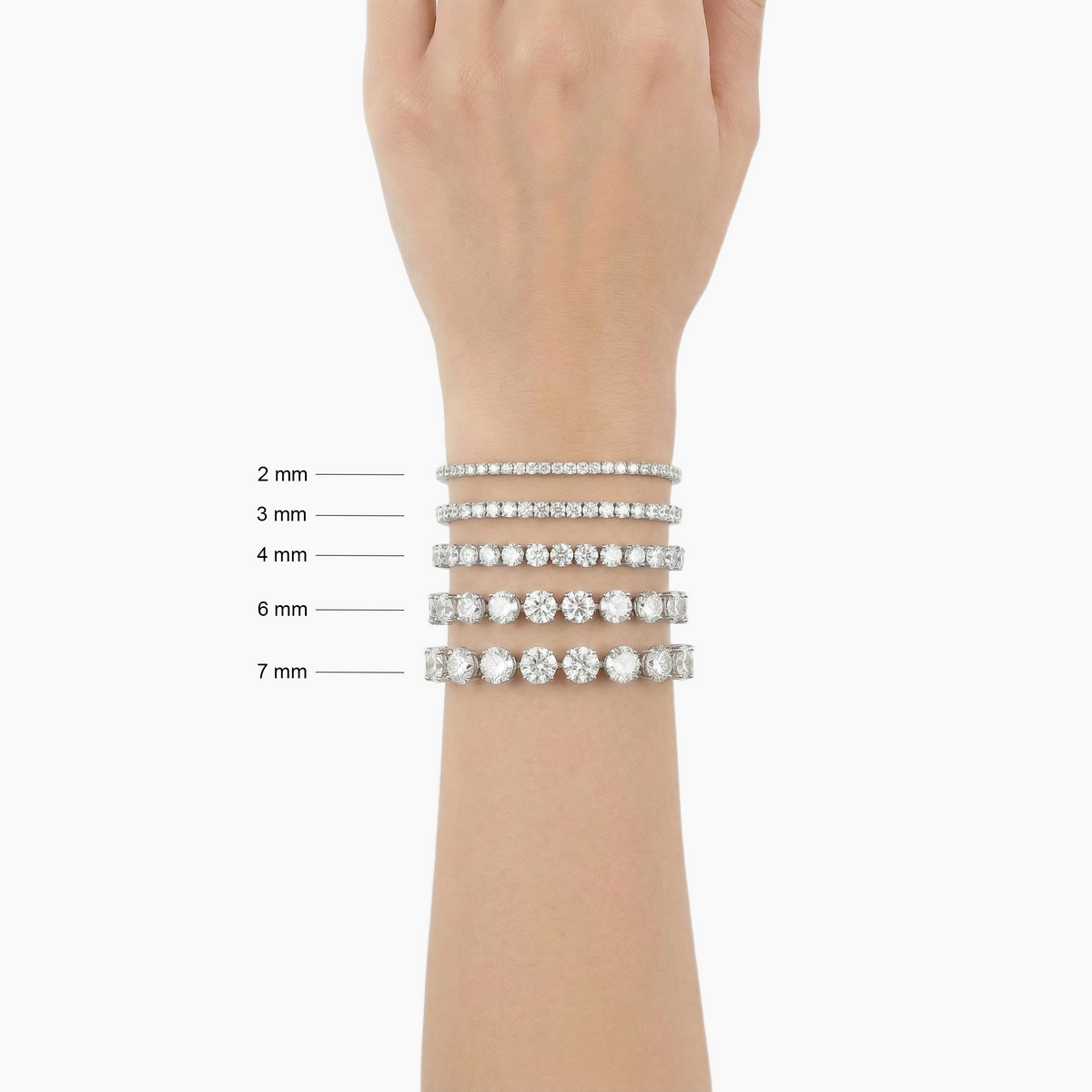 Statement Tennis Bracelet (6mm) with White Round Stone – on White Gold