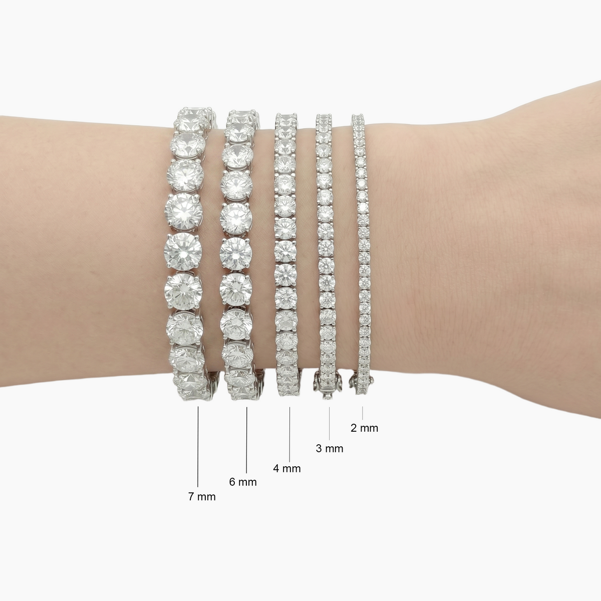 Bold Tennis Bracelet (4mm) with White Round Stone – on White Gold
