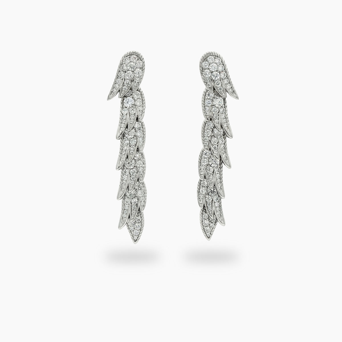 Birds Earrings with White Round Stone – on White Gold