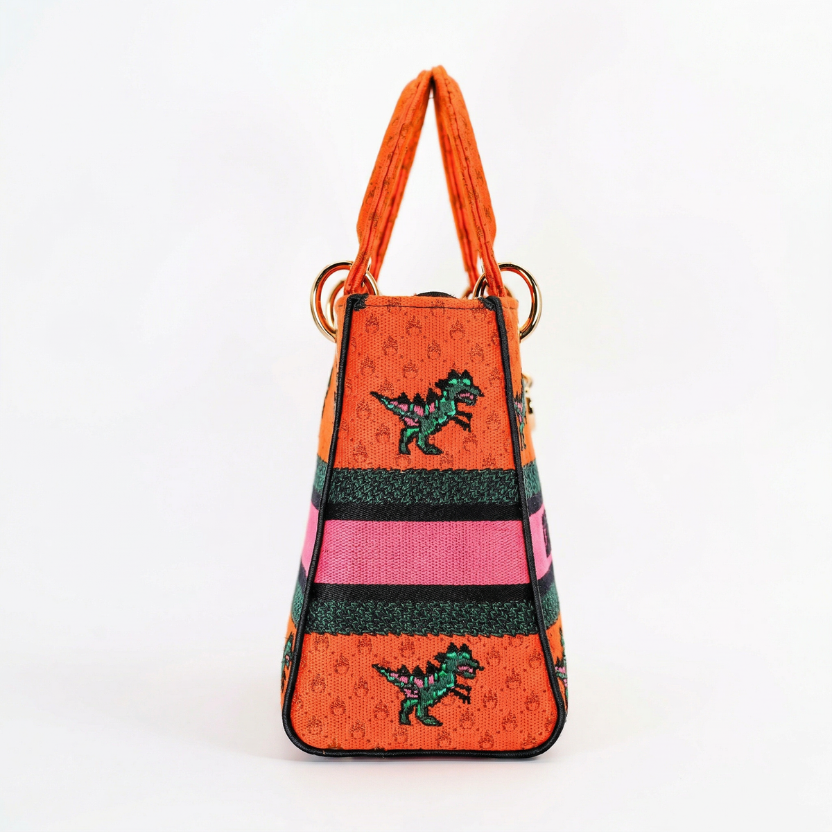 Christian Dior Medium Lady D-Lite – Dino Embroidered Canvas