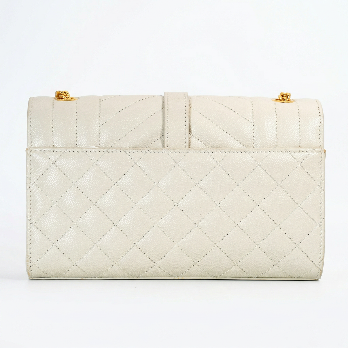 Saint Laurent Envelope Chain Wallet – Grain de Poudre Matelassé Leather