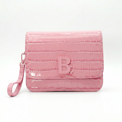 Balenciaga B Small Shoulder Bag – Croc-Embossed Leather