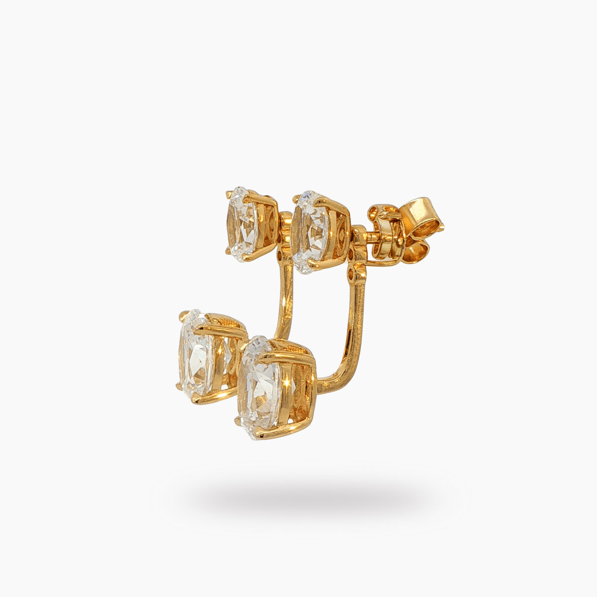 Air Drop Earrings with White Oval Stone – on Yellow Gold