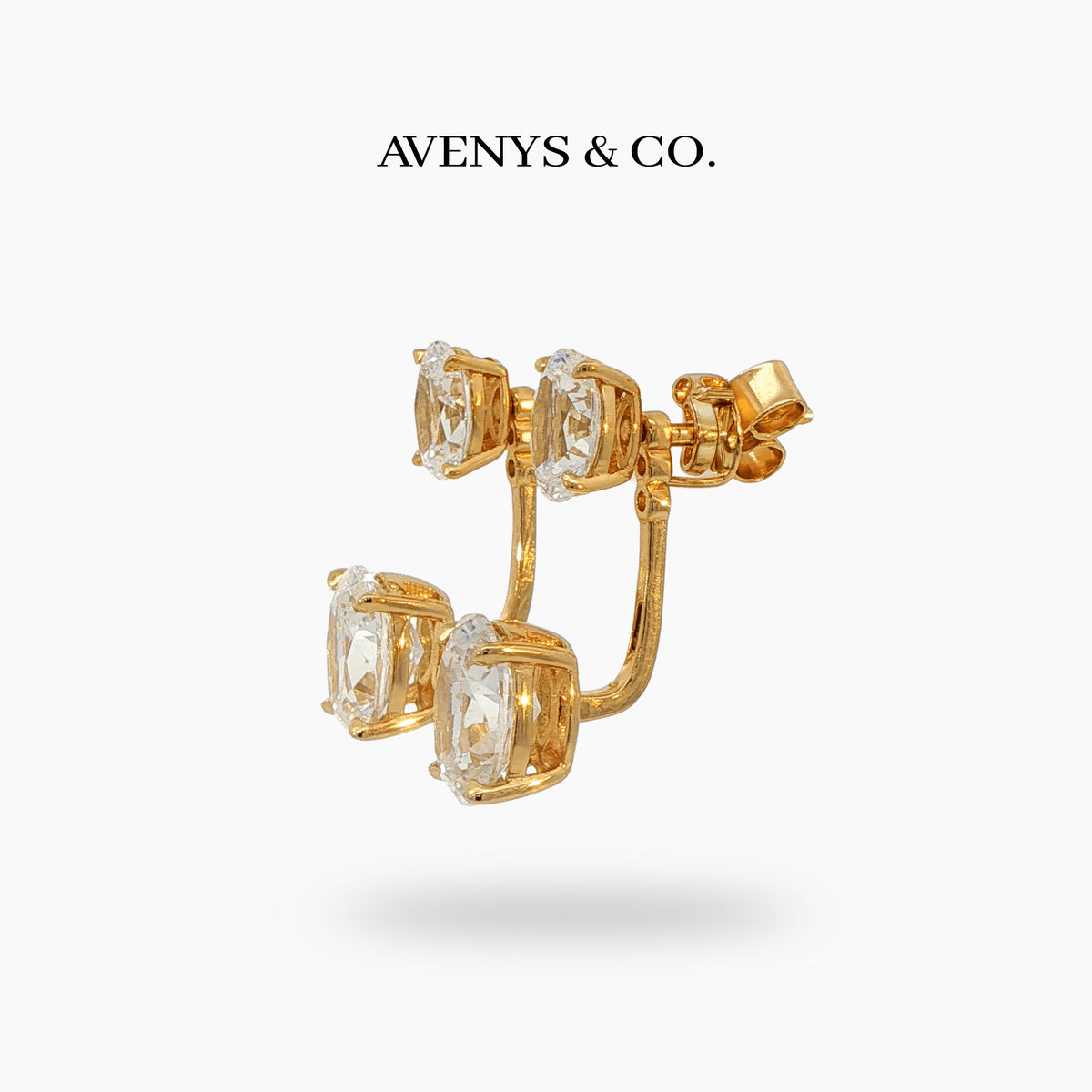 Air Drop Earrings with White Oval Stone – on Yellow Gold