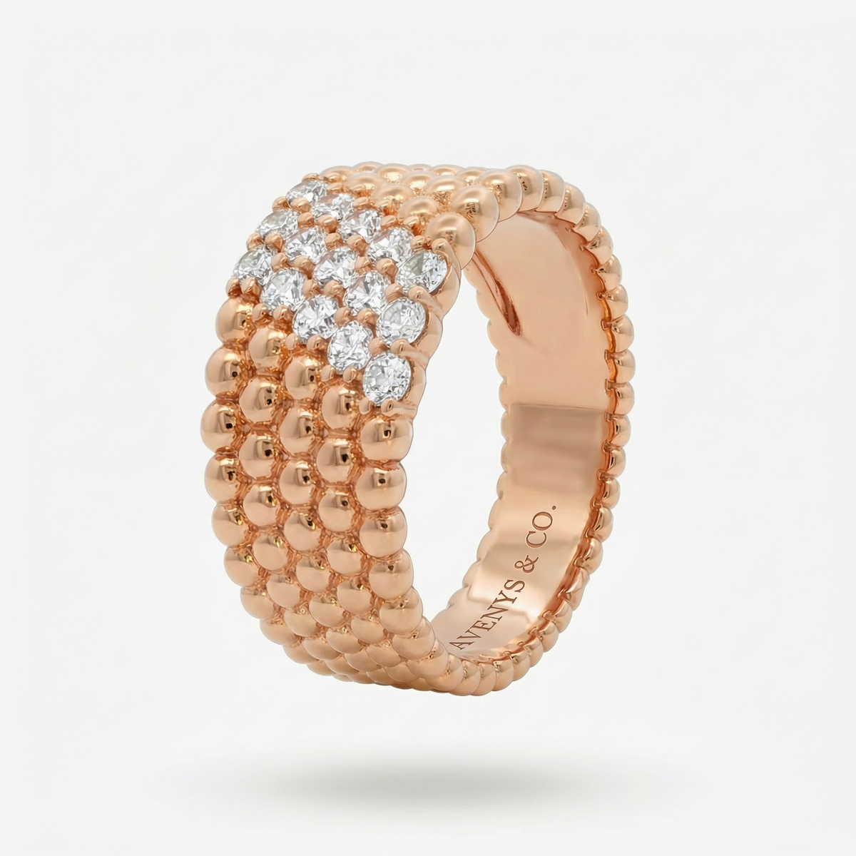 Pearls Classic Ring with White Round Stone – on Yellow Gold
