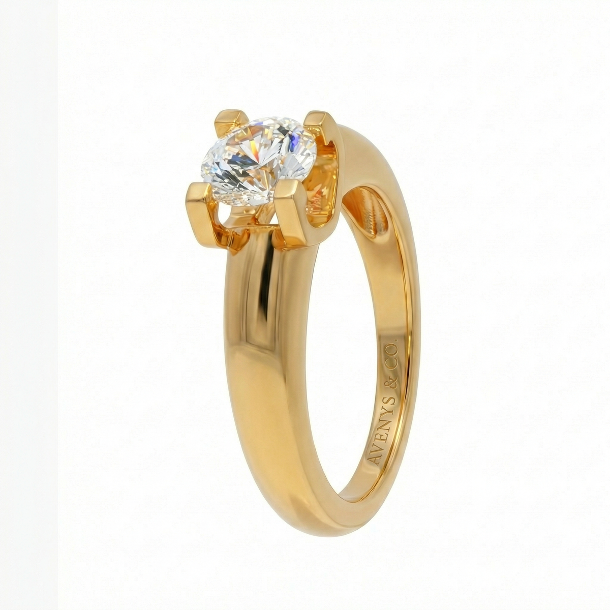 Suspension Max  Ring with White Round Stone – on Yellow Gold