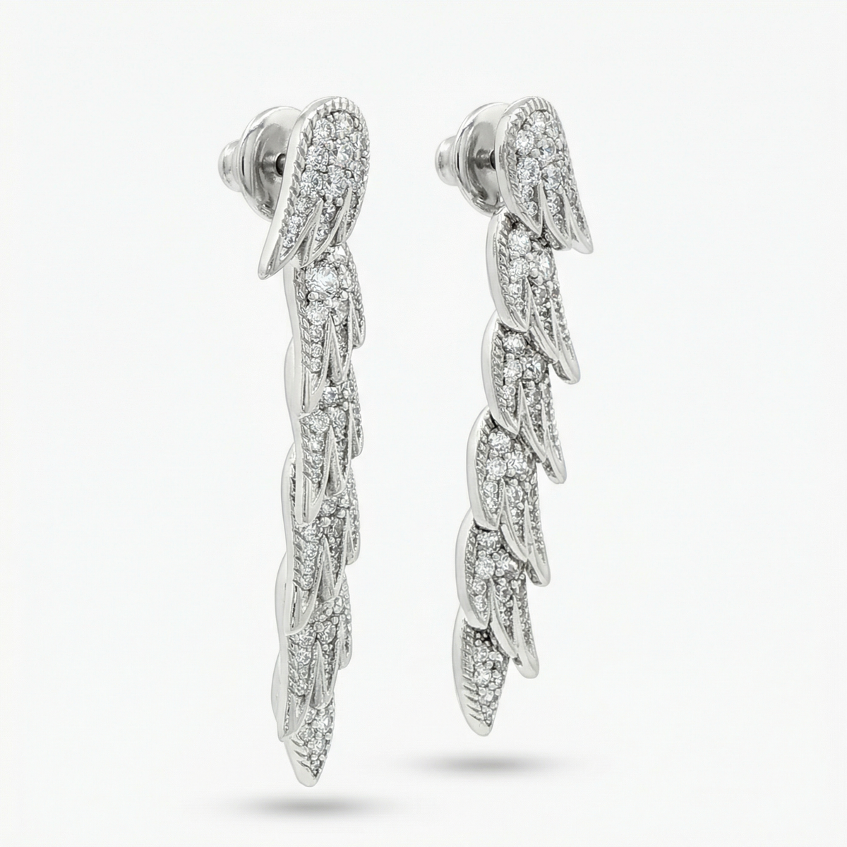 Birds Earrings with White Round Stone – on White Gold