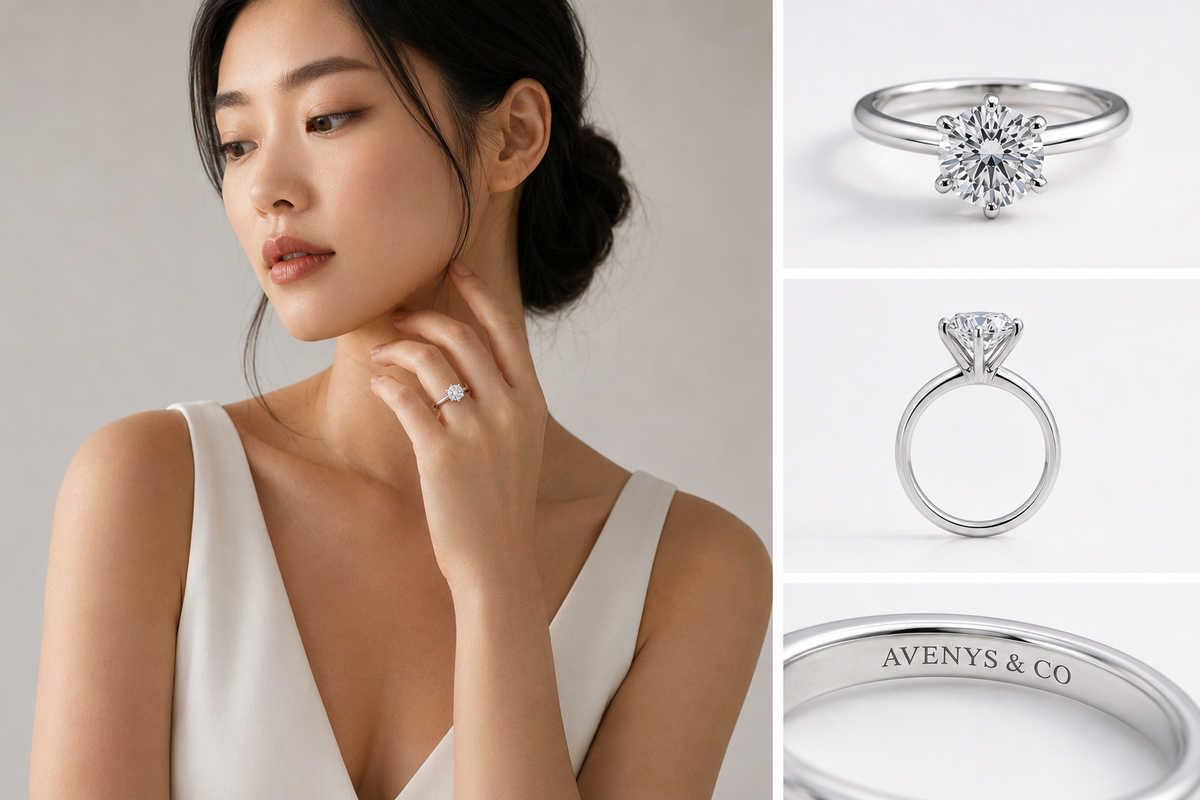 Avenys & Co. "Timeless" Setting - Round Brilliant Diamond