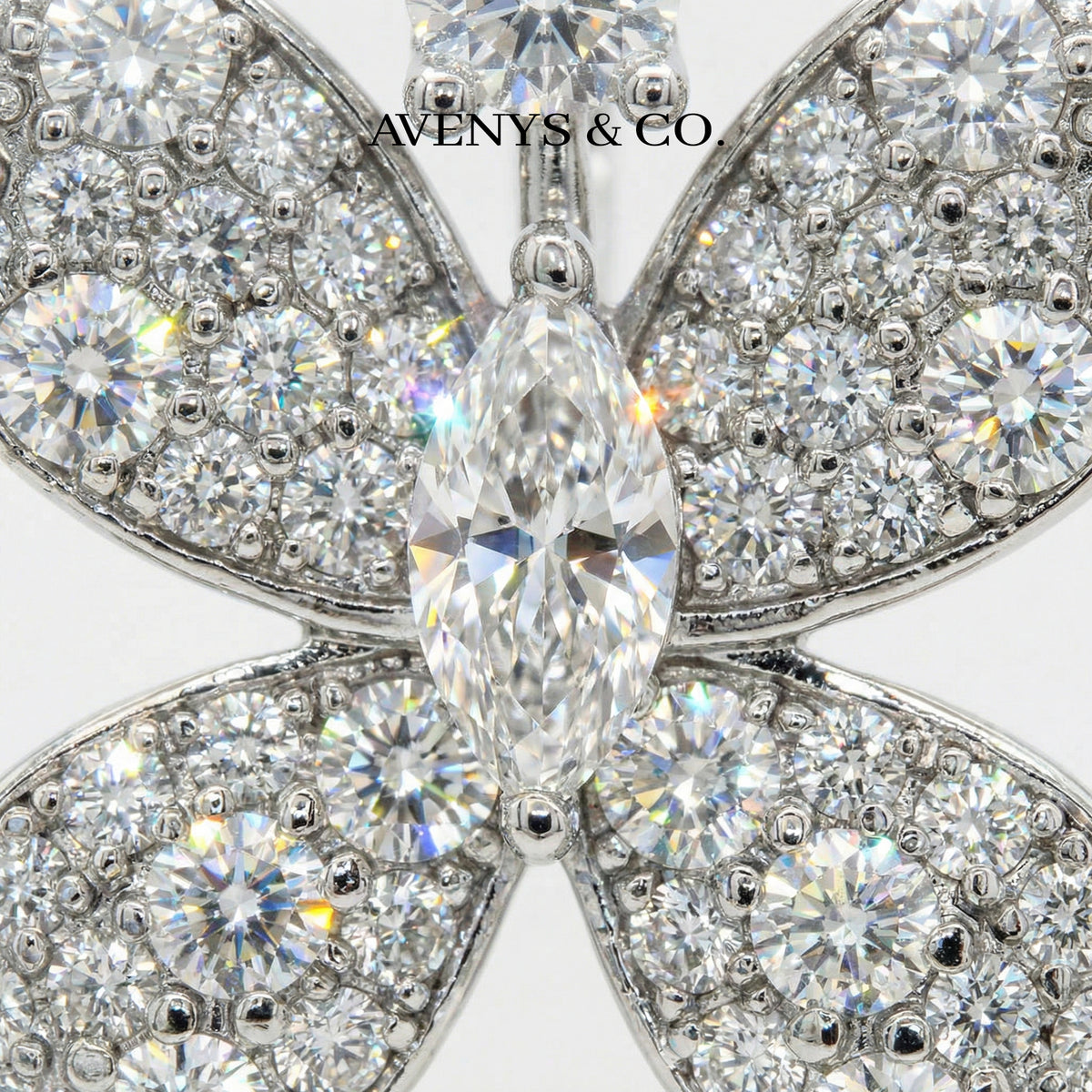 Butterfly Earrings with White Round Stone – on White Gold